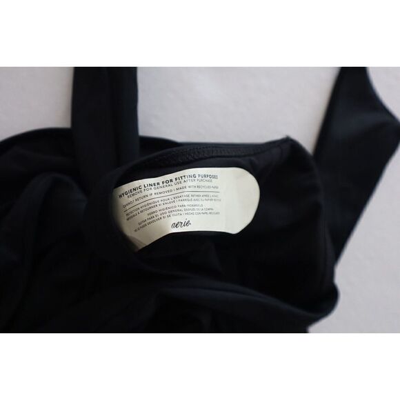 Aerie Womens Sz S True Black Real Good Wrap Around Detail One Piece Swimsuit - Picture 4 of 6